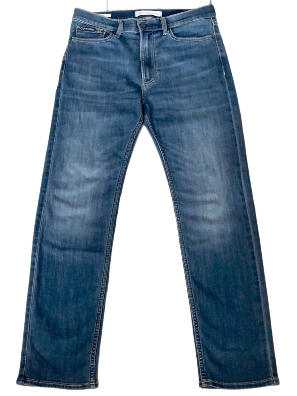 Calvin Klein Men Medium Wash Slim Straight Fit Jeans, Size W30 L30, Waist 32 in